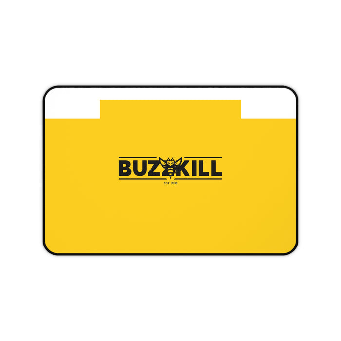 BuzzKill Yellow Desk Mat — Large Gaming/Work Desk Pad with Logo